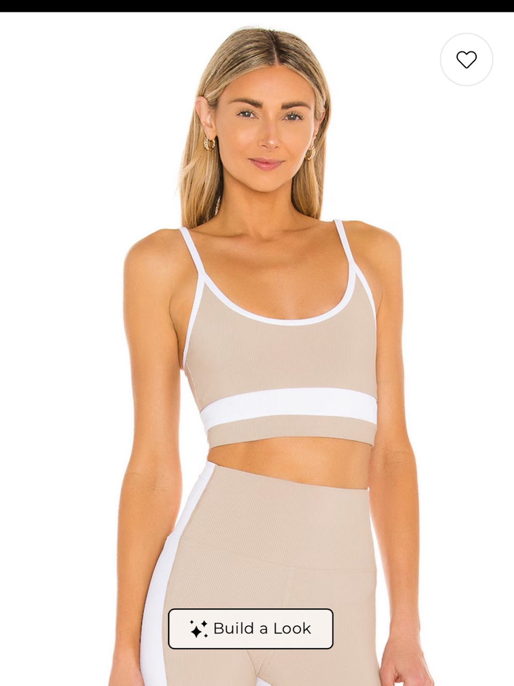 Eva Sports Bra in Taupe & White